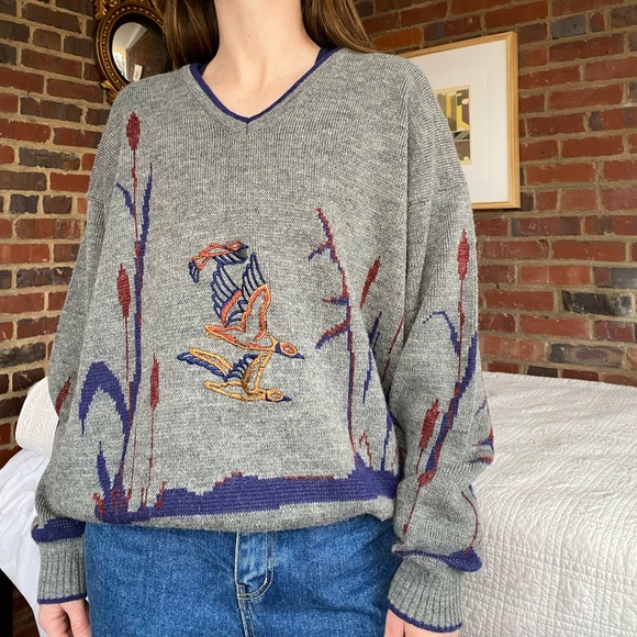 Porto Bello grey v neck sweater - Picture 2 of 5